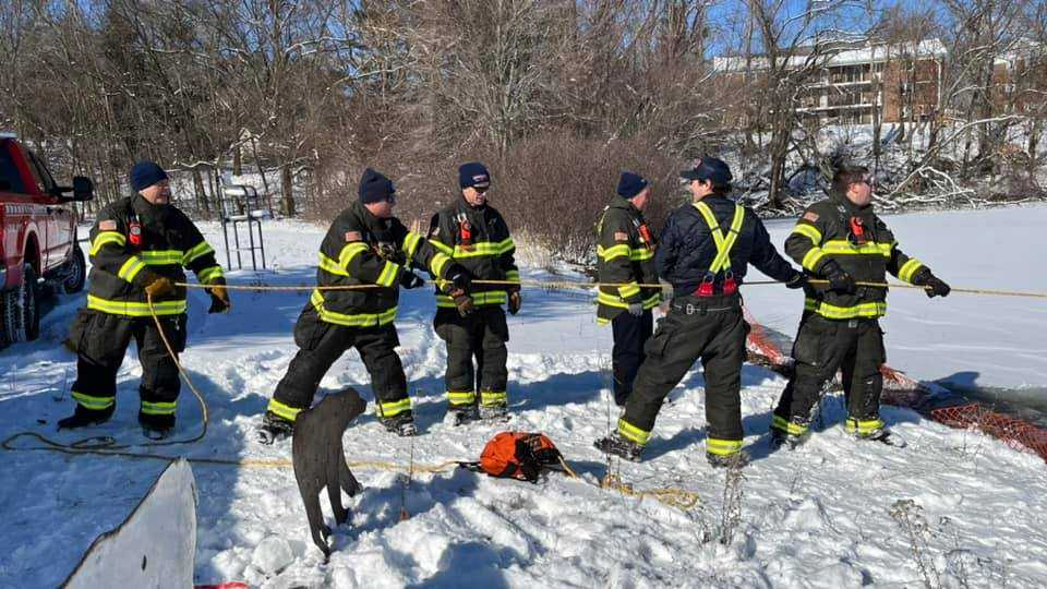 Winchester Firefighters Conduct Ice Rescue Training